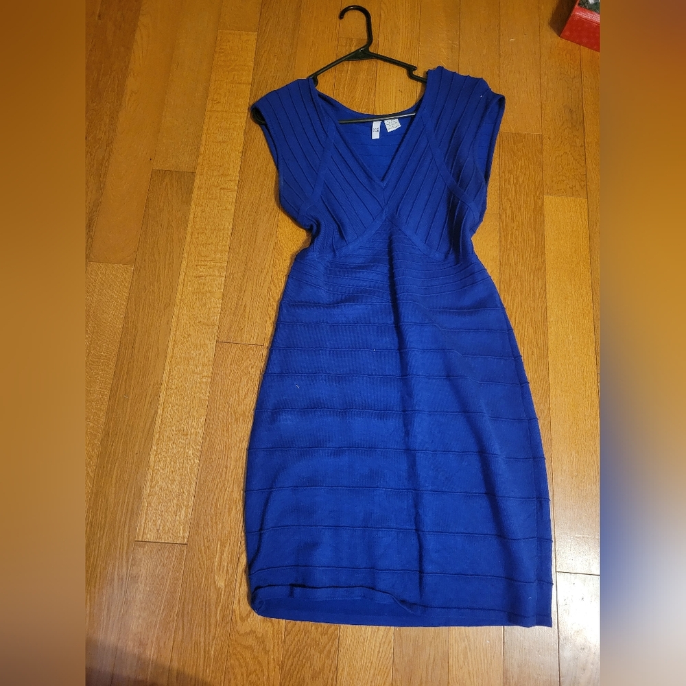 Sami Jo bandage type dress with v neck. Curve hugging dress. Rayon, Nylon